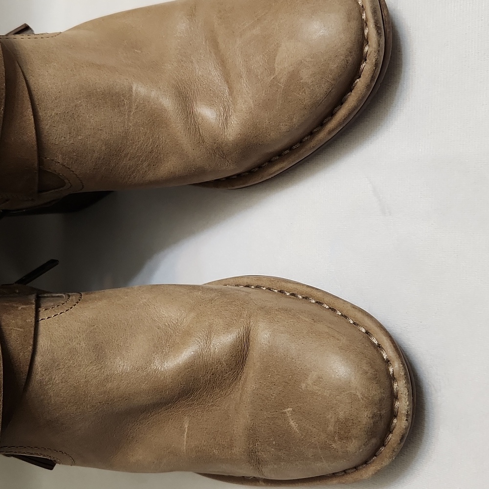 UGG Elysian Tan Leather Heeled Ankle Booties Boots (w size 7.5) - Picture 9 of 16
